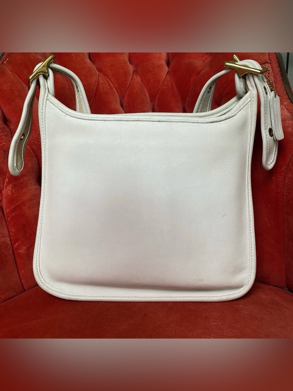 Vintage White Genuine Leather Coach 9966 Legacy Zip Crossbody Bag